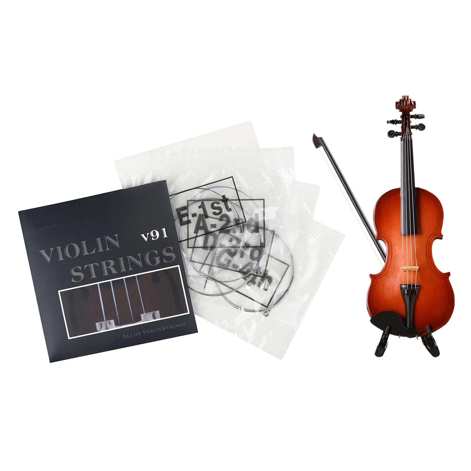 HUANIZI Violin Strings Replacement Full Set With Stainless Steel Core Nickel Plated Ball End Musical Instrument Part Replacement Set Of 4 Strings, copper alloy