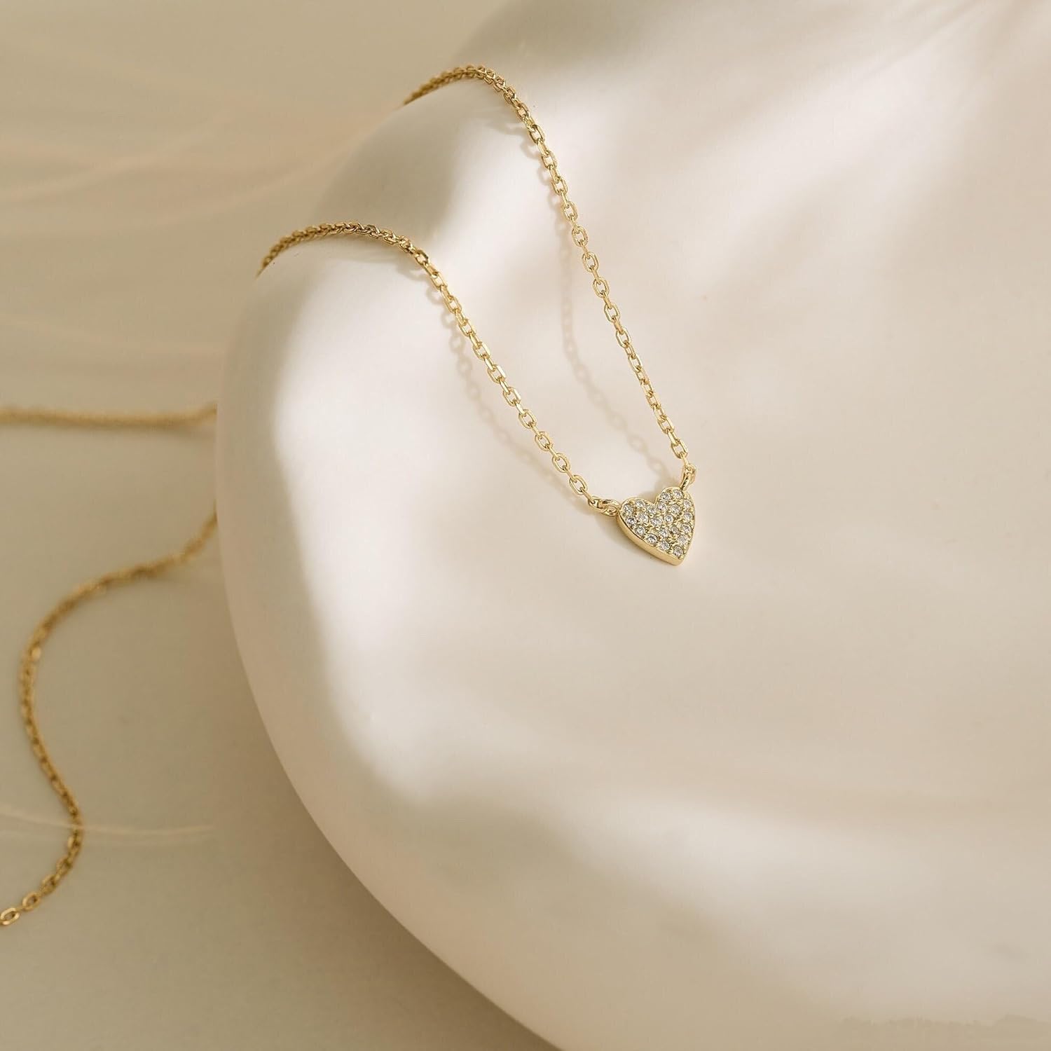 Heart Necklace, AAA+ Cubic Zirconia, 14K Gold Plated Necklace for Women, Cute Dainty Love Pendant Necklaces for Women - Image 5