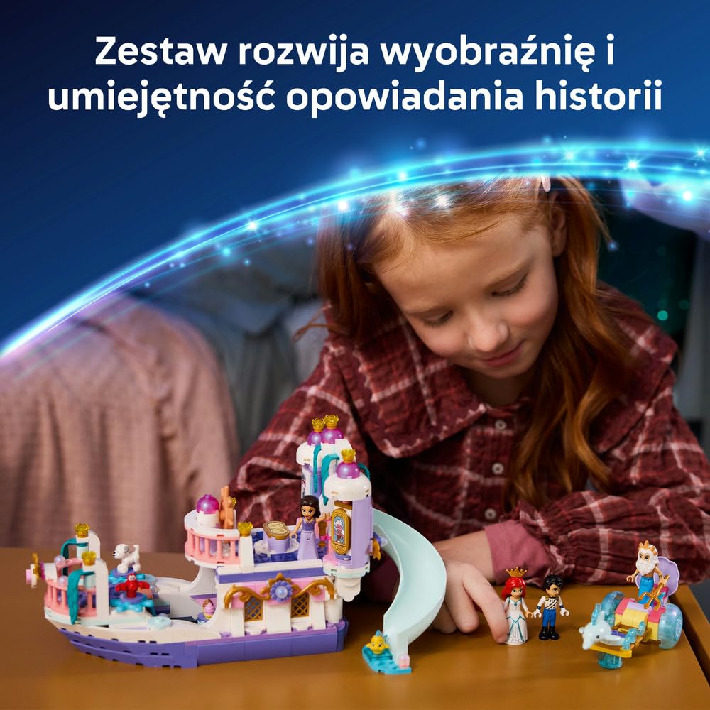 LEGO ǀ Disney Princess Królewska łódź weselna Arielki 43299 | Łódka z filmu Mała Syrenka Disneya, zabawka dla 6-latki, prezent dla dziewczynki i chłopca, klocki dla dzieci, 519 elementów