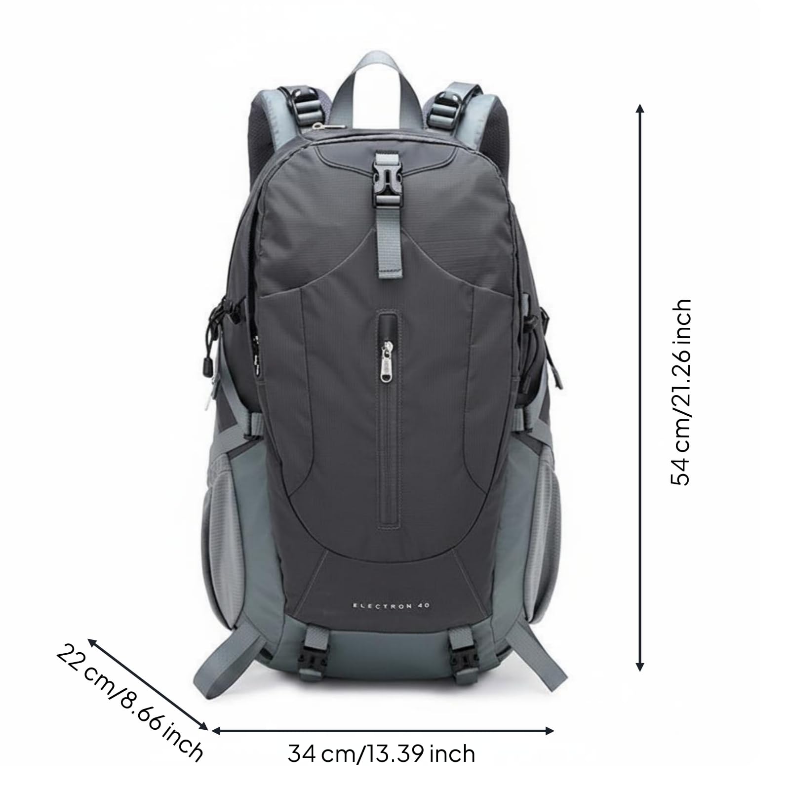 Zaino Trekking Zaino Escursionismo Zaino da Viaggio Zaino Outdoor Zaino Giornaliero in Nylon E Poliestere con Spallacci Imbottiti E Pannello, Grigio, Grigio Scuro