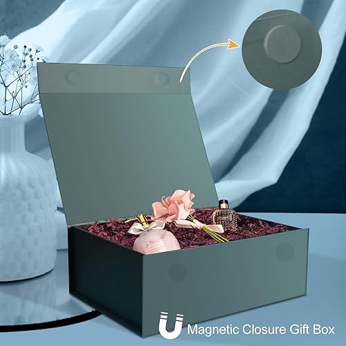 Miniatura 4 de Cajas de regalo rosas con tapas, paquete de 5, caja de regalo mediana de 11 x 8 x 4 pulgadas con cinta, cajas de regalo plegables con cierre