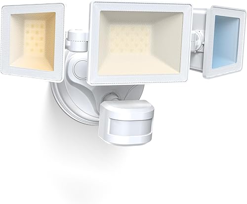 ALUSSO Luces para exteriores con sensor de movimiento cableadas (no solares), luces de inundación de 40W 4500LM al aire libre, 3 modos (atardecer a