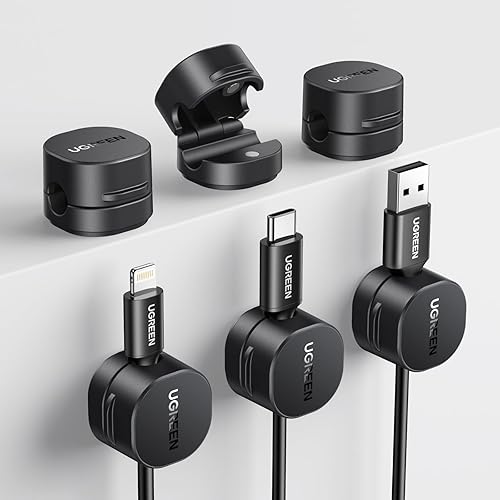 Miniatura 8 de UGREEN Clips organizadores de cables, organización de cables adhesivos, paquete de 6 soportes magnéticos fuertes para cables de escritorio para