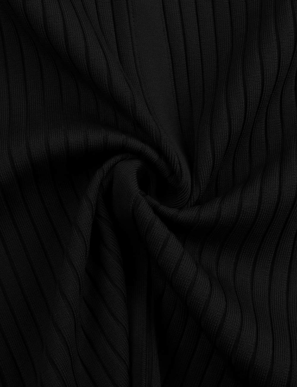 UONBOX Women's Long Sleeves Cross Strap Ribbed Club Party Midi Bodycon Bandage Dress - Image 5