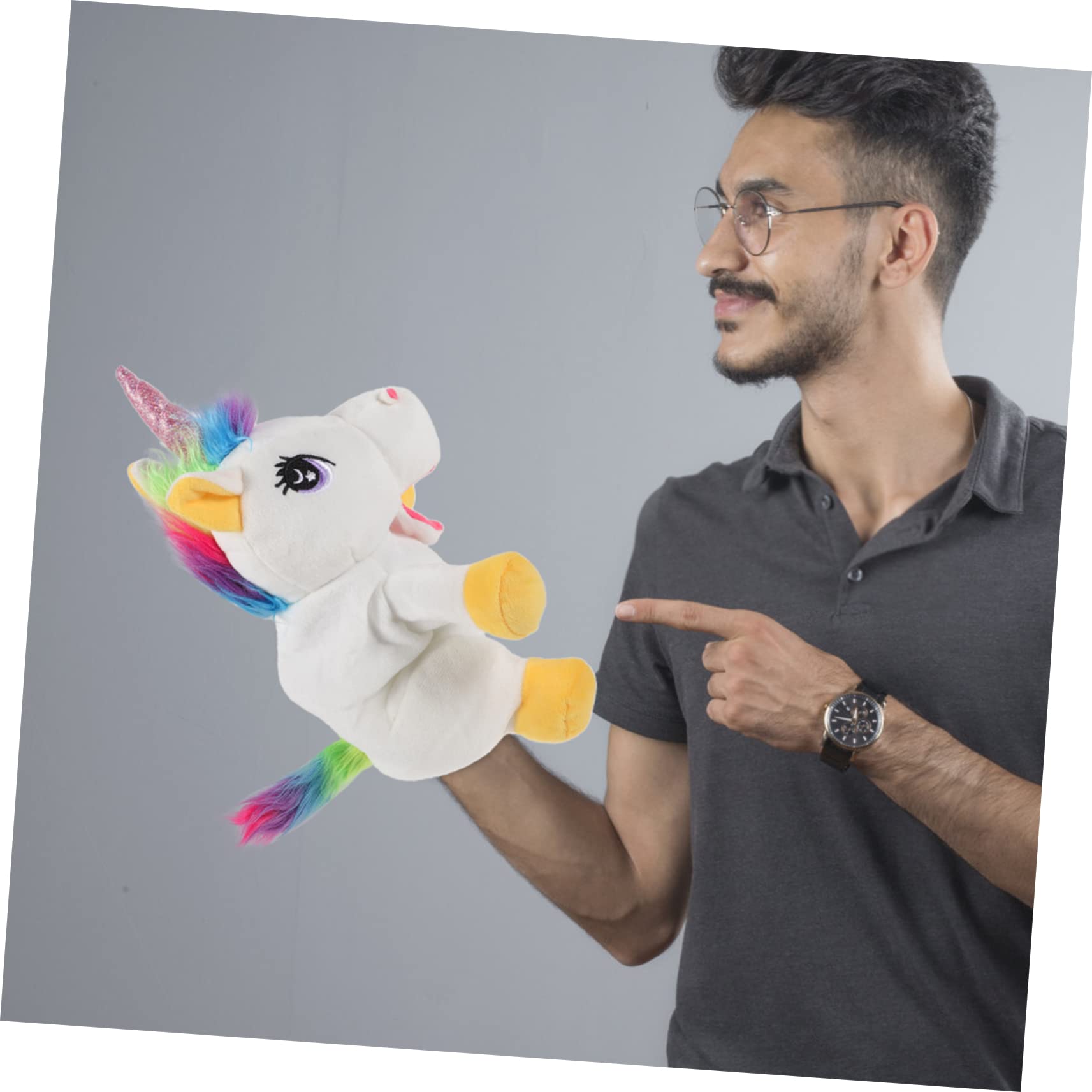 Marioneta de Mano de Unicornio para Niños, Felpa Suave y Algodón PP, Buena Elasticidad y Larga Durabilidad, Adecuado para Contar Historias Educativas