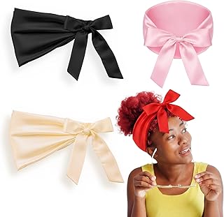 4 Pcs Satin Hair Wrap Women Multicolor Satin Headband Adjustable Tie Hair Wrap Suitable for Black Women Sleeping Face Care Spa Makeup Nighttime Protection