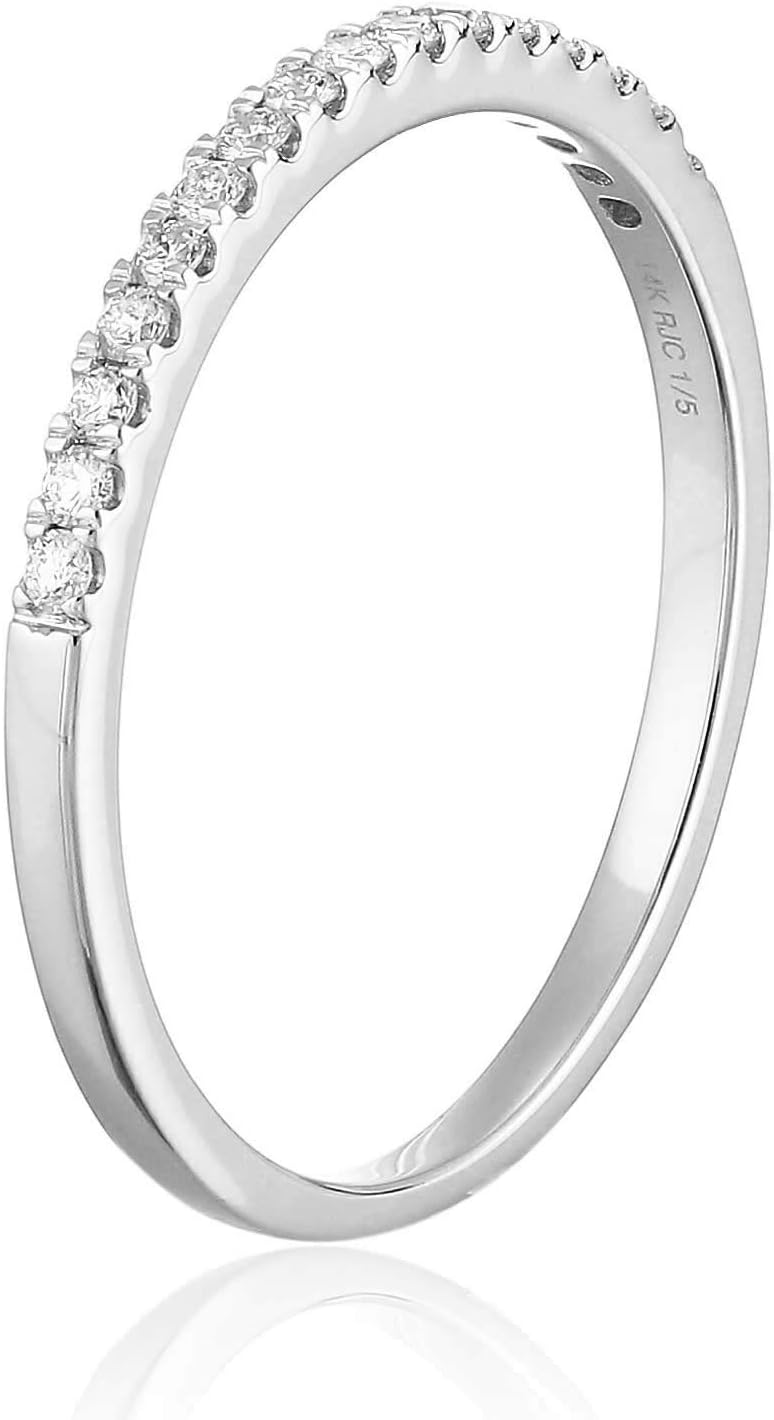 VIR JEWELS 1/5 carat (ctw) Diamond Wedding Anniversary Band for Women, Half Eternity Round Diamond Engagement Ring 14K White Gold Prong Set 0.20 cttw, Size 4.5-10