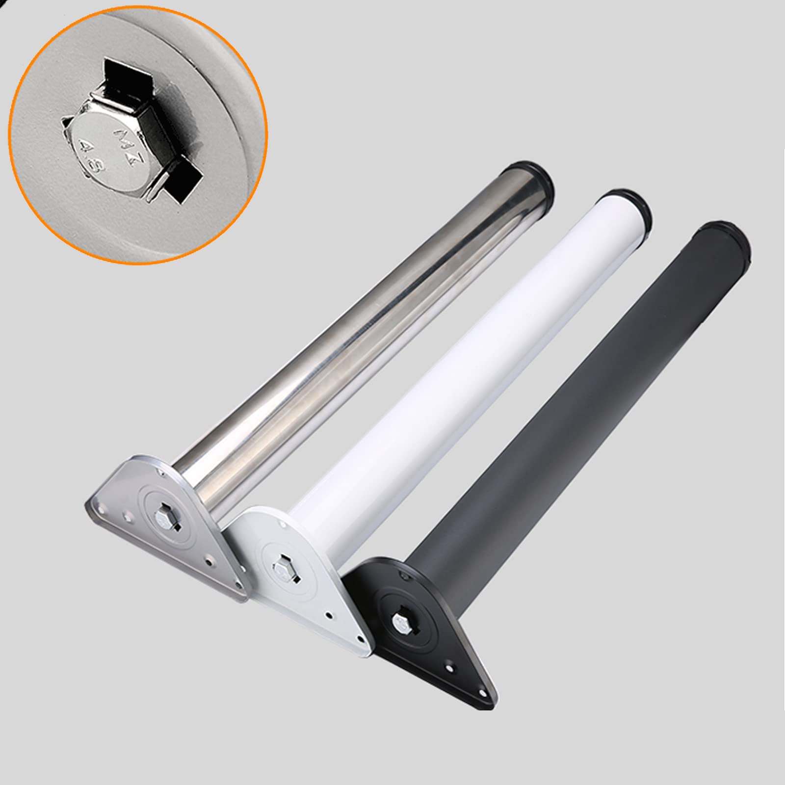 Metalowe futrzane nogi białe aluminiowe nóżki do biurka i szafki kuchennej niestandardowa wysokość (70 cm) zawiera śruby idealne do projektów DIY.