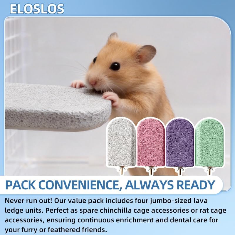 Eloslos 4 Pack Large Size Lava Ledge for Small Pets - Chinchilla, Hamster, Parrot - Grinding & Jumping Platform in Cyan — view 2