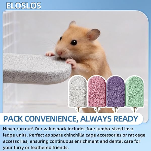 Eloslos 4 Pack Large Size Lava Ledge for Small Pets - Chinchilla, Hamster, Parrot - Grinding & Jumping Platform in Cyan - 2