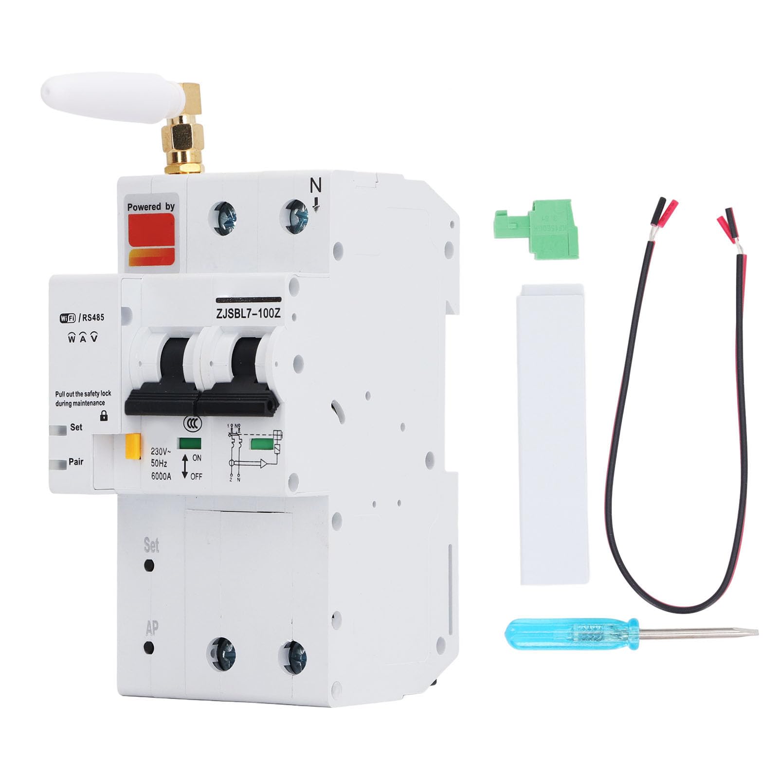 Disjoncteur Miniature WiFi Intelligent Ignifuge 80A pour Télécommande AC230V, Combinaison pour la Maison