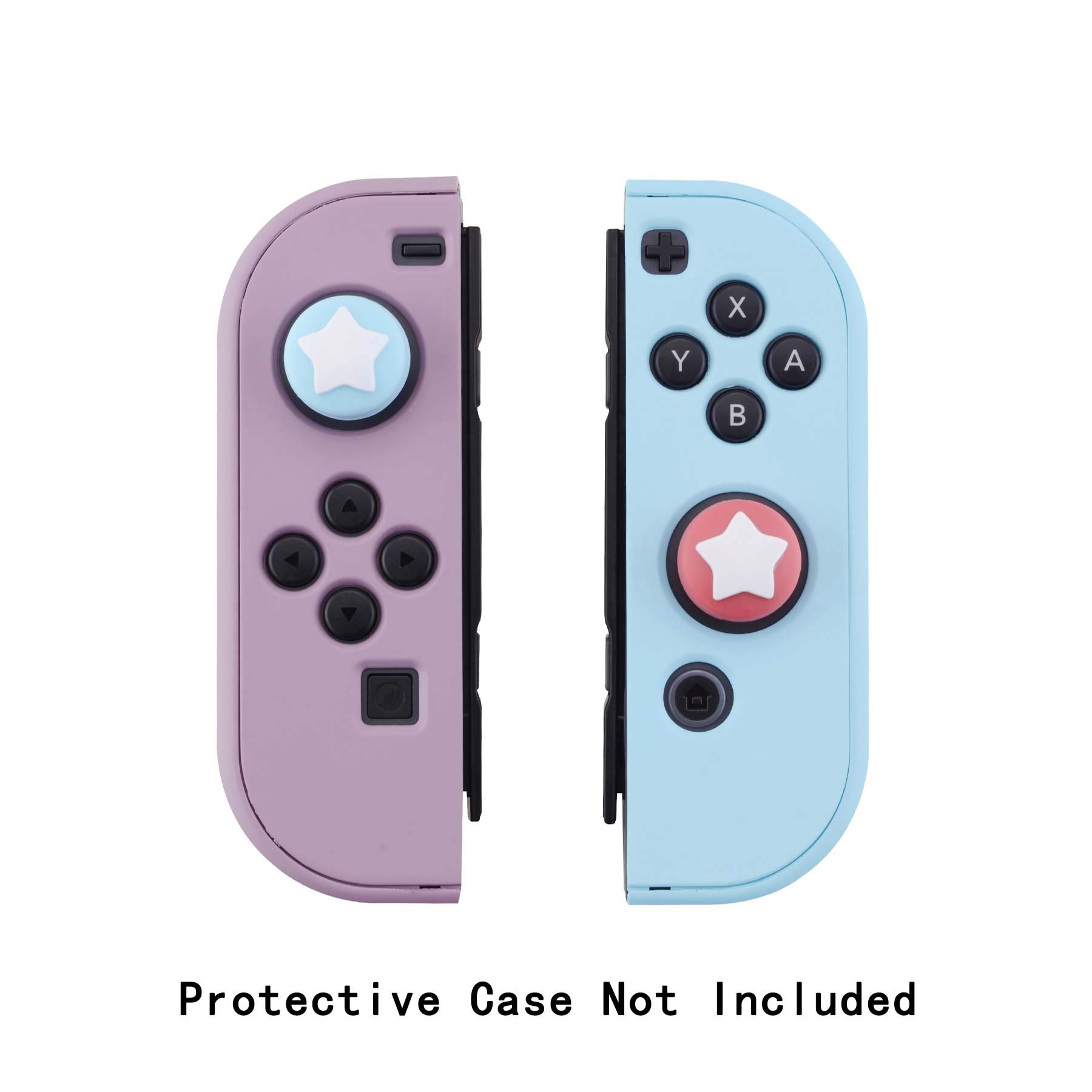 eXtremeRate PlayVital Agarres para el Pulgar para Nintendo Switch Joycon Lite Tapas de Joystick con Diseño de Estrella Thumb Grips de Silicona Tapas de Pulgar para Switch Lite joycon(Rojo Indio+Azul)