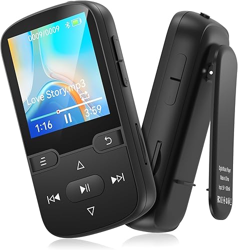 Miniatura 10 de Reproductor MP3 de 64 GB Bluetooth 5.3 con clip, reproductor de música deportiva de alta fidelidad, reproductor de MP3 de pantalla de 1.5 pulgadas