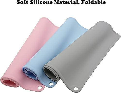 Miniatura 4 de Tapete de silicona para alimentación de mascotas, perro y gato, mantel individual con borde elevado, antideslizante, impermeable, bandeja de comida
