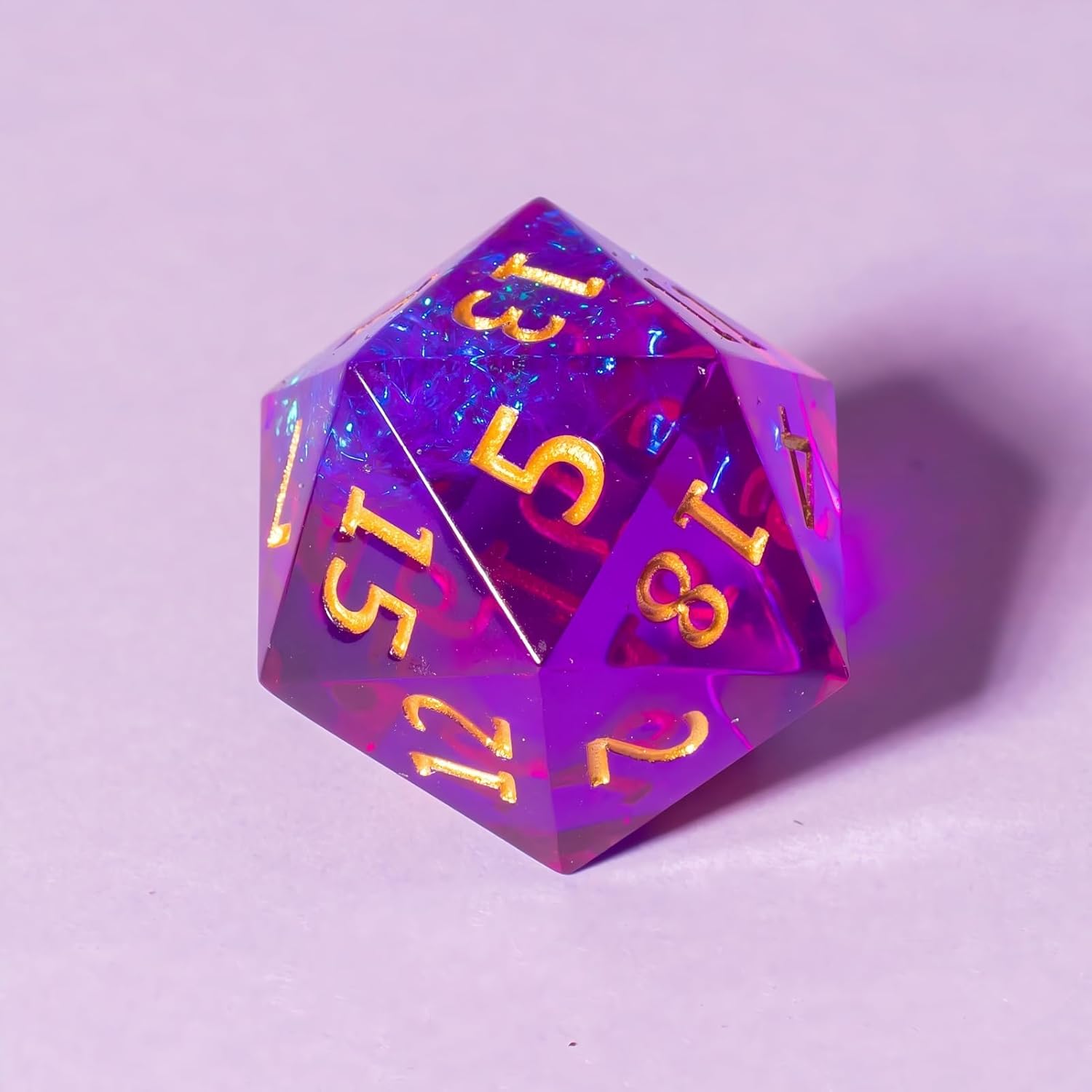 Resin DND Dice Set, (Purple-Warlock) 7 Pieces Handmade Sharp Edge Polyhedral Dice, Designed for Dungeons & Dragons, MTG, Role Playing Game, Dice Gift for D&D RPG DM and Players
