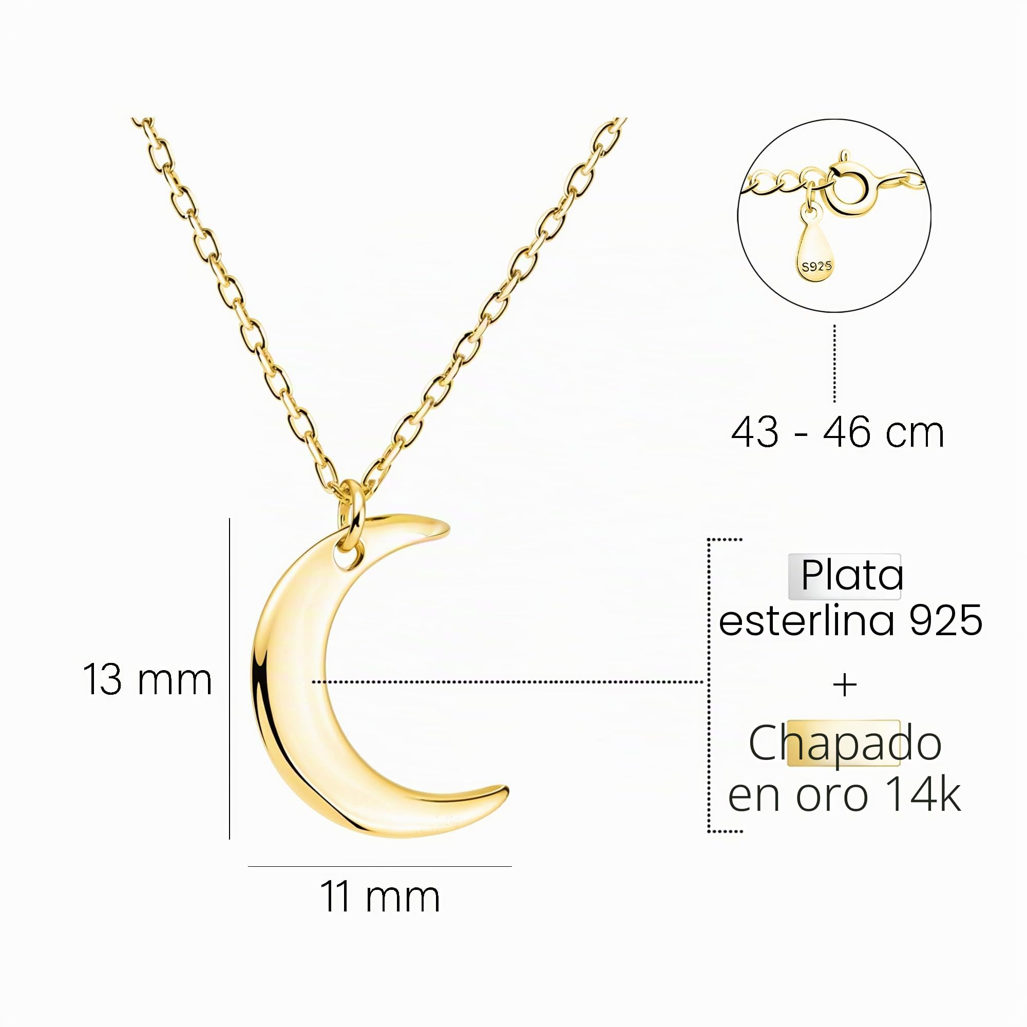 Sofia Milani - Collar para Mujeres en Plata de Ley 925 - Colgante de Luna