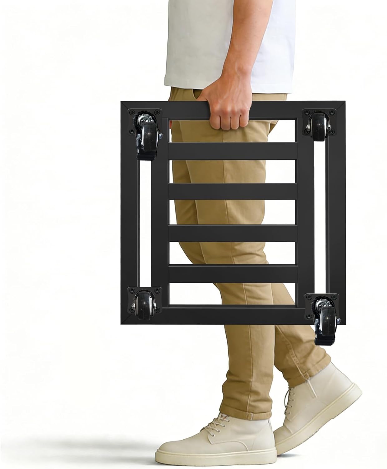 Plant Caddy with Wheels, 20'' Heavy Duty Large Metal Rolling Plant Stand with Lockable Caster, Square Plant Dolly Rust-Proof for Large Planters, Holds up 650 Lbs, 1 Pack