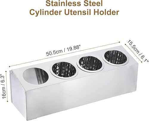 Miniatura 2 de uxcell Soporte comercial para utensilios, cilindro de acero inoxidable, soporte para utensilios de cocina, estante de secado para encimera,