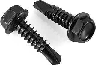 #10 x 3/4" Hex Washer Head Self Drilling Screws, 410 Stainless Steel Self Tapping Sheet Metal Tek Screws, Black Oxide, 100 PCS
