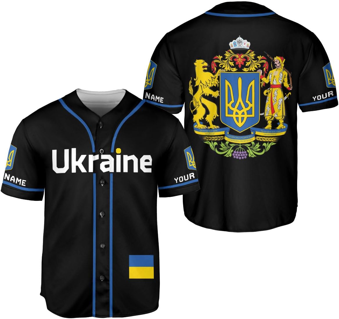 Leeprints Personalized Ukraine Jersey, Ukrainian Soccer Shirt Baseball Ukraina Flag Jersey for Men Women Country Shirts