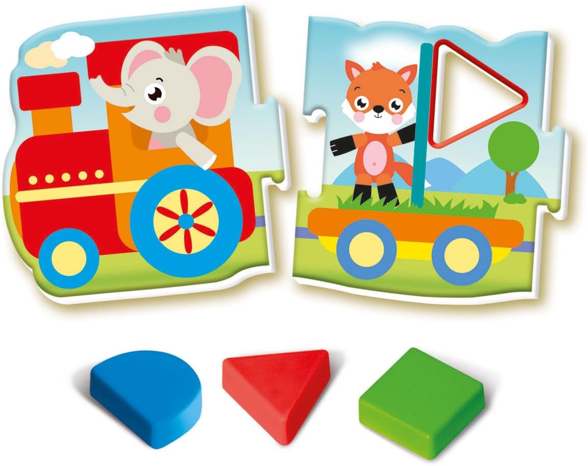 Clementoni Sapientino Montessori - The Train of Forms - Educational Game 1 Year, Flashcards Puzzle, Educational Cards Children, Montessori Game for Learning Shapes, Italian, Made in Italy, 16865