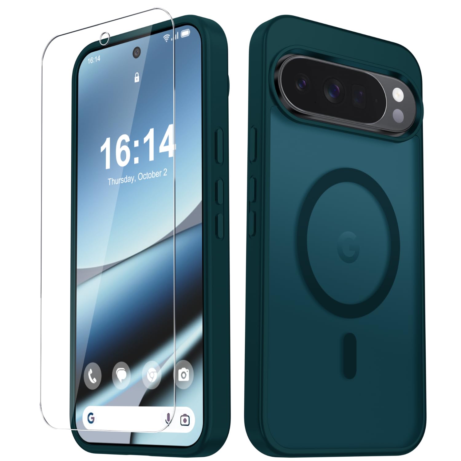 for Google Pixel 10/10 Pro Case, Matte Magnetic Cover, Blue | Fit for MagSafe, Screen Protector included, Shockproof Military Grade Protection, Translucent Frosted Back