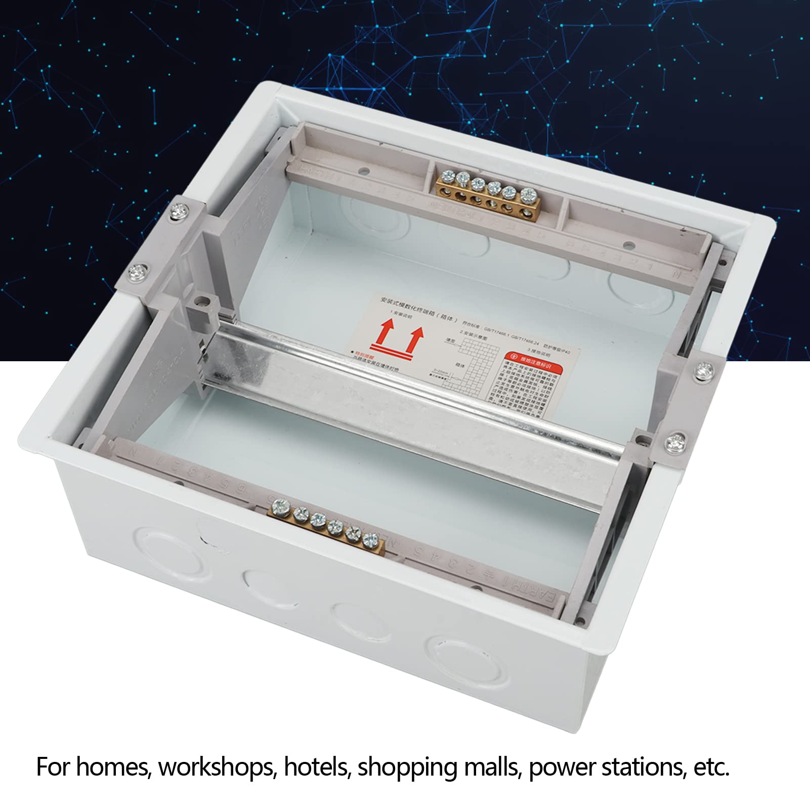 Caja de Distribución de 10 Vías Oculta con Cubierta Clara Riel DIN para la Protección del Interruptor Circuito, Diseño Fácil Hacer, Ideal para Hoteles y Centros Comerciales, Material Acero