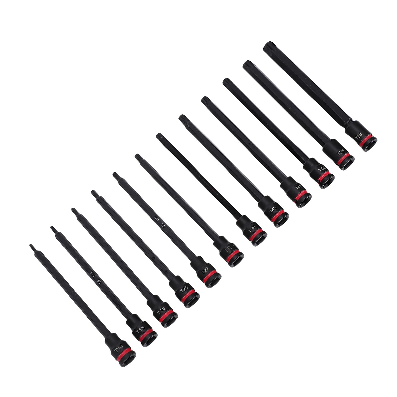 Bewinner Set di Bussole a Percussione da 3/8 Pollici, 24 Bussole a Stella in Acciaio Legato S2 T10-T60, 2 Pollici e 6, Extra Lunghe con Scatola Stampata a Soffiaggio, Set di Punte a Percussione in