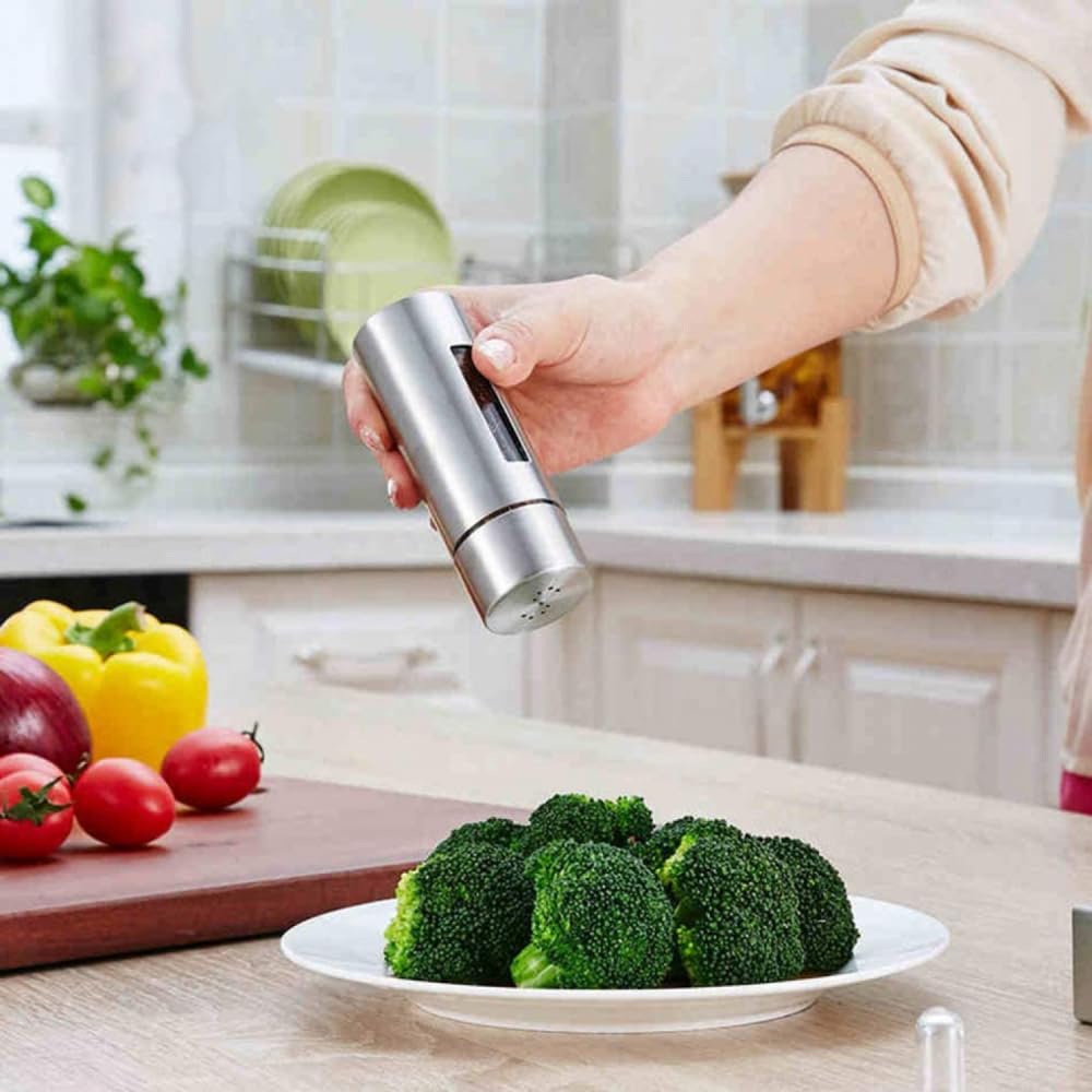 Podstawowy zestaw Cruet, butelki dozownika octu ze stali nierdzewnej, solniczka i pieprzniczka, uchwyt na serwer przypraw, 4 sztuki