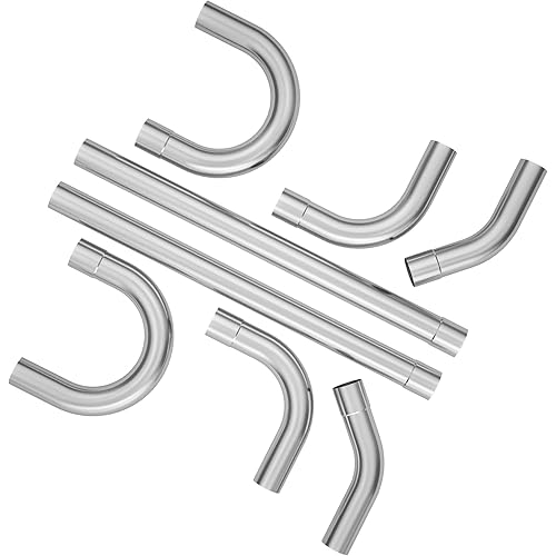 Exhaust Pipe Kit 3 Inches Mild Steel DIY Custom Exhaust Kit Tubing Mandrel Bend Pipe Straight & U-Bend 16 Gauge Universal 8PCS