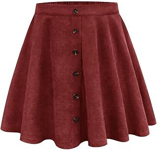 Plus Size Skirts for Women Basic Versatile Stretchy Elastic Waist Flared...