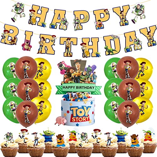 Buzz Lightyear y decoración de ramo de globos de amigos,Babioms Toy Story Party suministra 58...