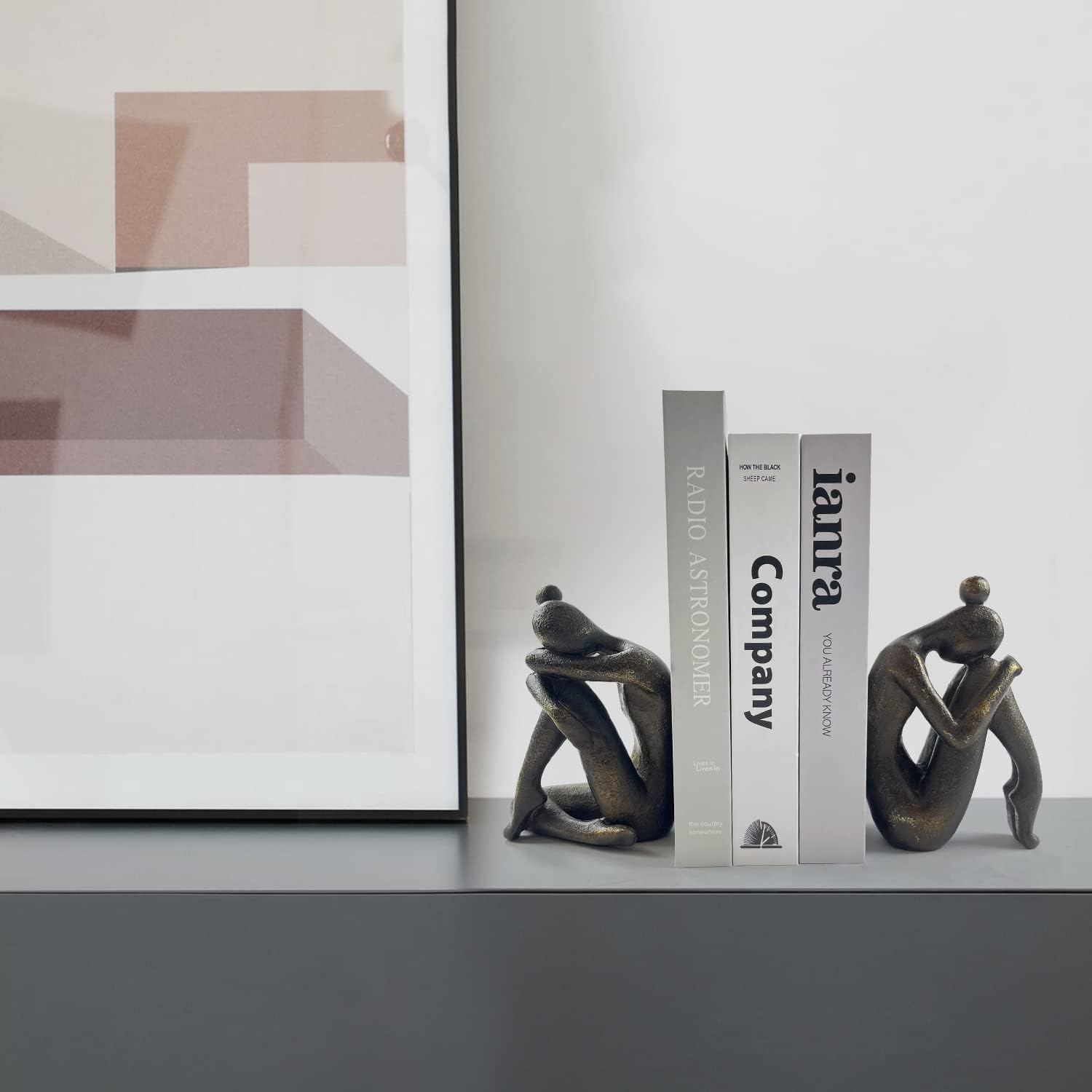 LIFFY Decorative bookends - Heavy Duty Bookend Holder Decor - Non Skid Resin Book Ends - Decorative Book Stopper for Shelves, Study, Office Desk, Bedroom, Great Gift for Book Lovers : Home & Kitchen