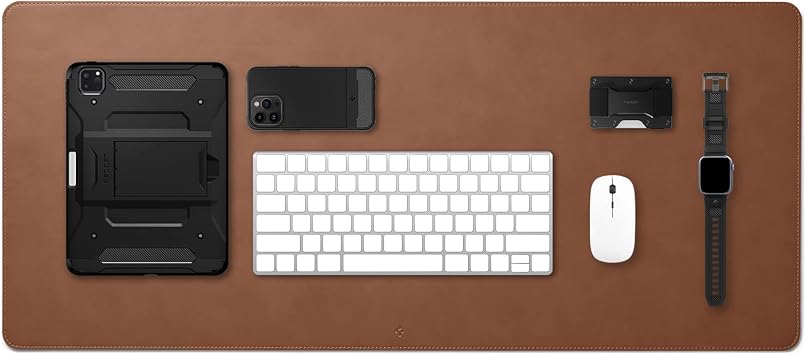 Spigen Regnum Büyük Boy 90x40cm Mouse Pad Vegan Deri LD302 Kahverengi - APP04763 (Spigen TR Garantili)
