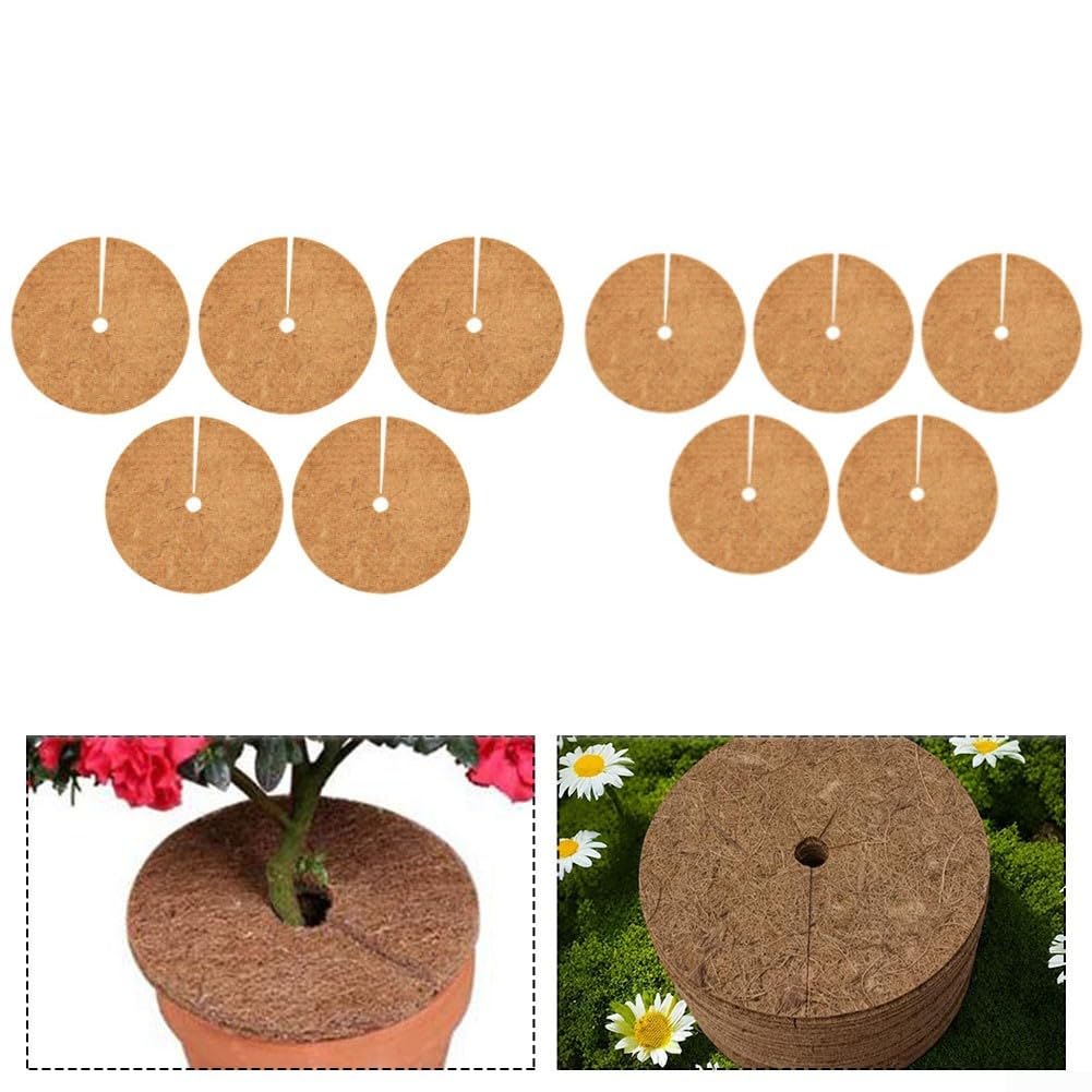Coconut Coir Frost Protection Mat for Plants – 30 cm & 25 cm Round Flat Mulch Mat, Anti-Grass Growth, Biodegradable, 10-Pack — view 6