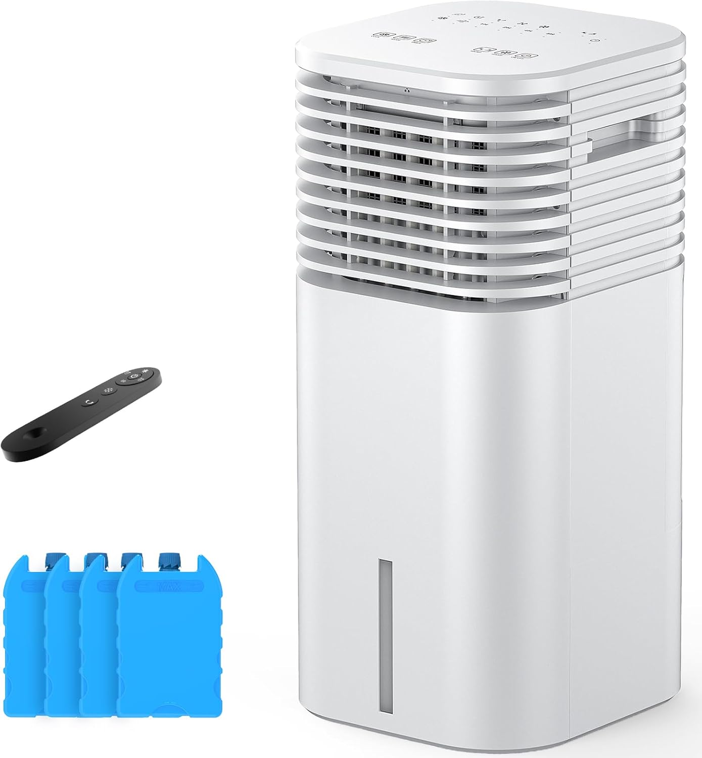 24" Windowless Portable Air Conditioner, 15H Timer & 120°Oscillation, 3-IN-1 Portable AC Unit with Remote, 2-Gal Tank, 3 Modes & 3 Speeds, Ultra-Quiet Ventless Swamp Cooler for Home Office, Chalky