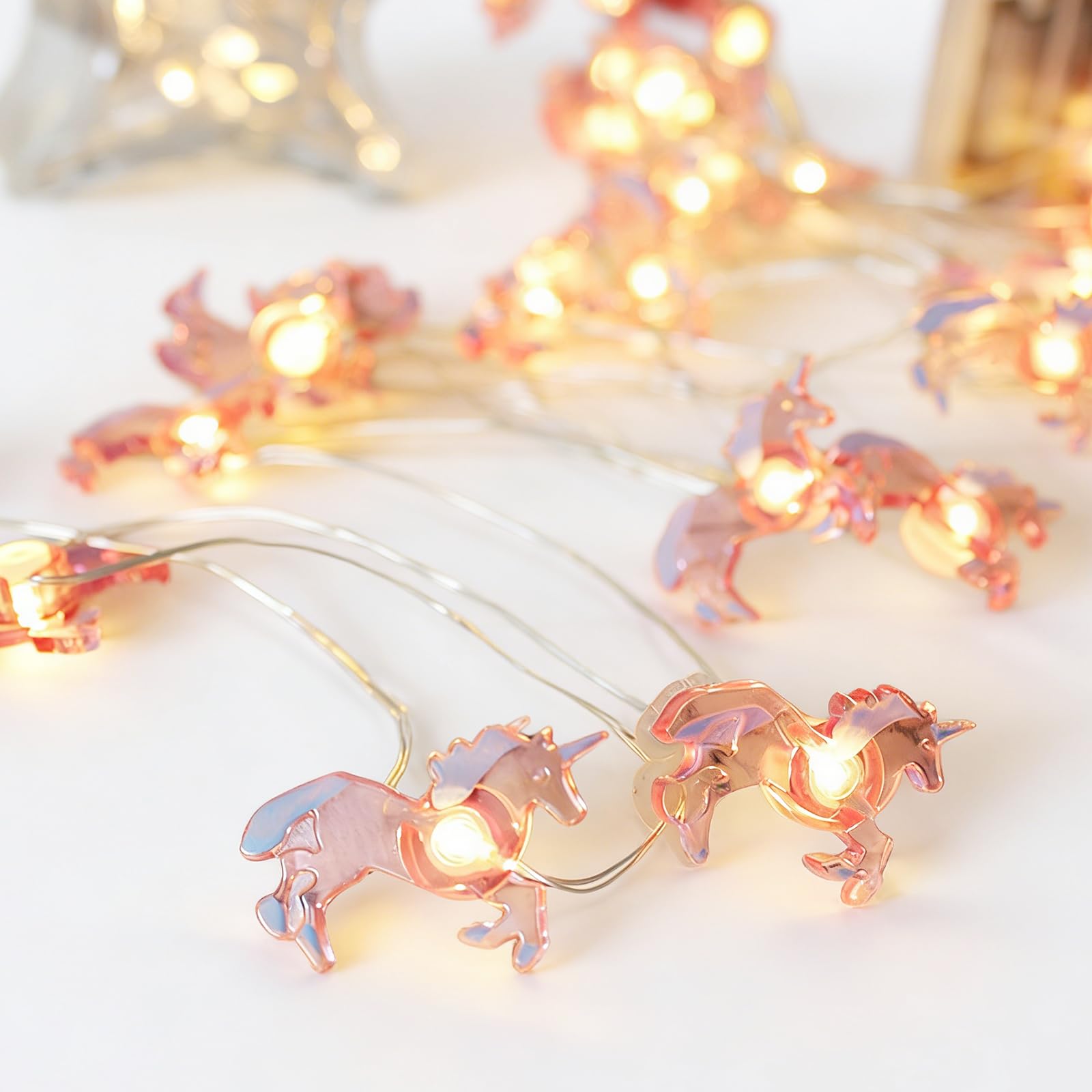 Children’s Fairy String Lights 3 Meters 30 LEDs Cute Animal Light Strings Decoration Battery Operated Kids Warm Fairy String Lights for Indoor Outdoor Bedroom Nursery Party Decoration (Unicorn)