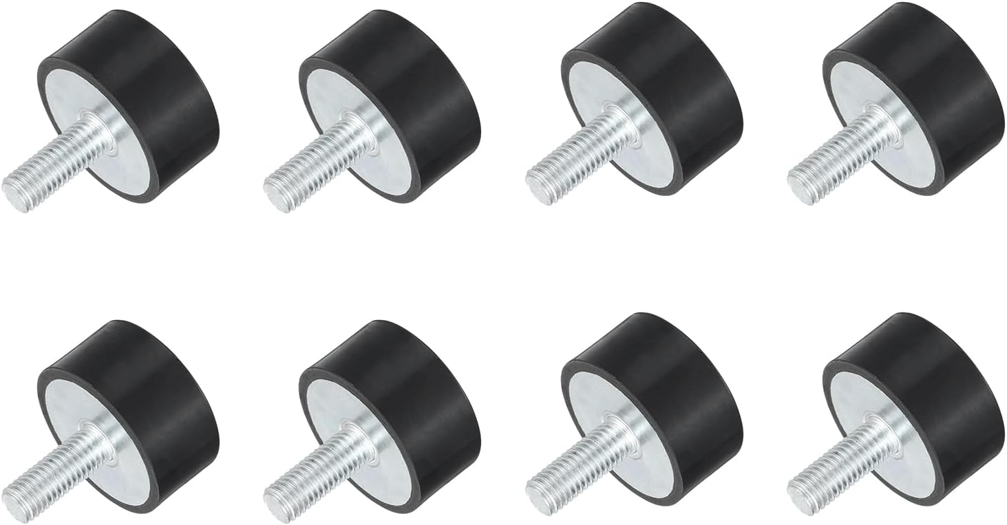 uxcell M10 Thread Rubber Mounts, Vibration Isolators, Cylindrical Shock Absorber with Studs 40 x 20mm 8pcs