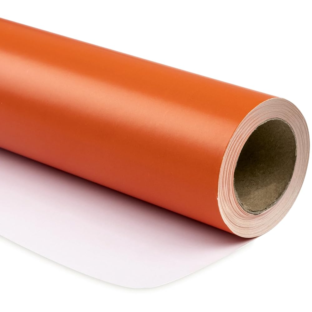 RUSPEPA Orange Wrapping Paper Solid Color - Mini Roll - for Wedding, Birthday, Shower, Congrats, and Holiday - 17 Inches X 32.8 Feet