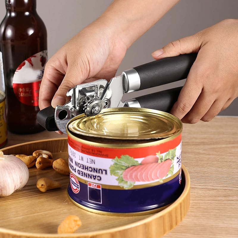 Manual 3-in-1 Can Opener: Rust-Proof Easy Turn Knob Can Opener, Soft Handle Manual Can Opener, Multi-Function Kitchen Tool Durable Kitchen Tool