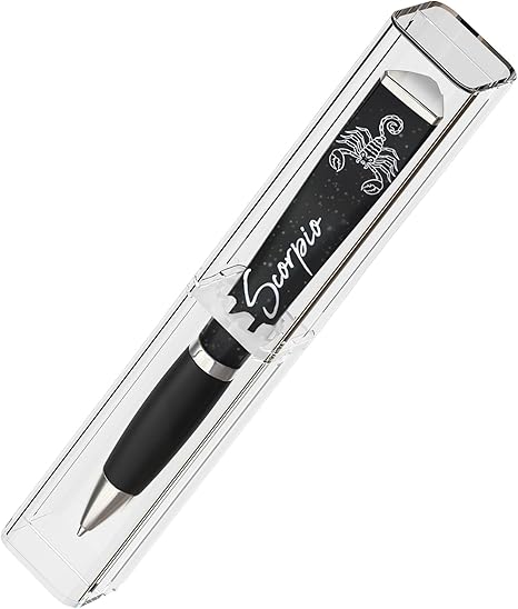 ANINKABOVE Zodiac Sign Ballpoint Pen Gift (3-sided pen in acrylic case), Cool Pens Constellation Design, Pretty Star Sign Gifts - Fancy Pens Great Astrology Gifts for Women and Men (Scorpio Pen)