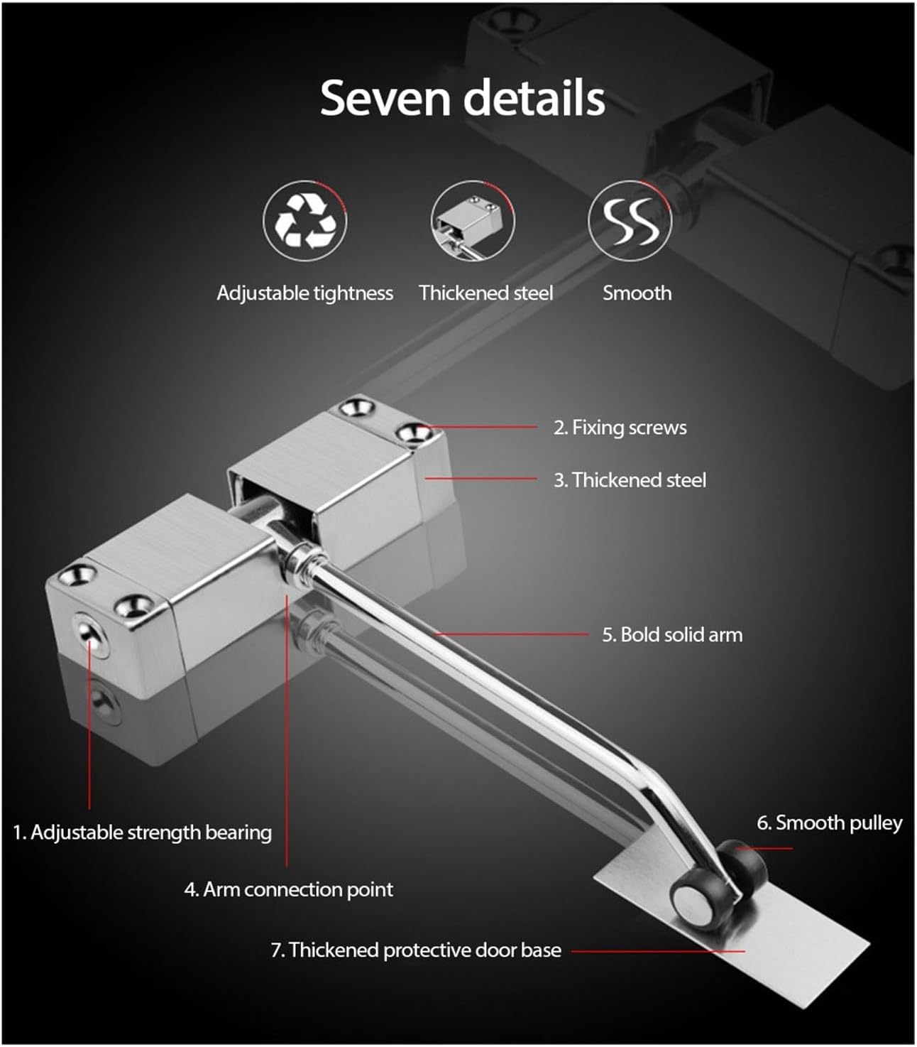 Automatic Door Closer,Door Closers, Small Door Catche 180 Degree Not Positioning Automatic Close The Door Fire Tools Easy Install Automatic Spring Door Opener