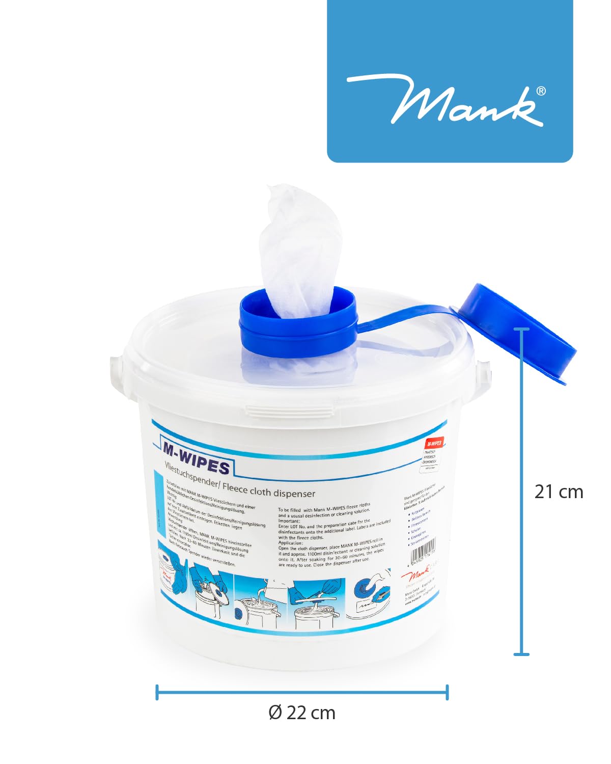 Reinigungstuch M-Wipes aus Spunlace ca. 200 Abrisse Weiß Vliesrolle im Spendereimer Wischtuch Reinigung & Hygiene 17x25 cm 1 Rolle und 1 Eimer