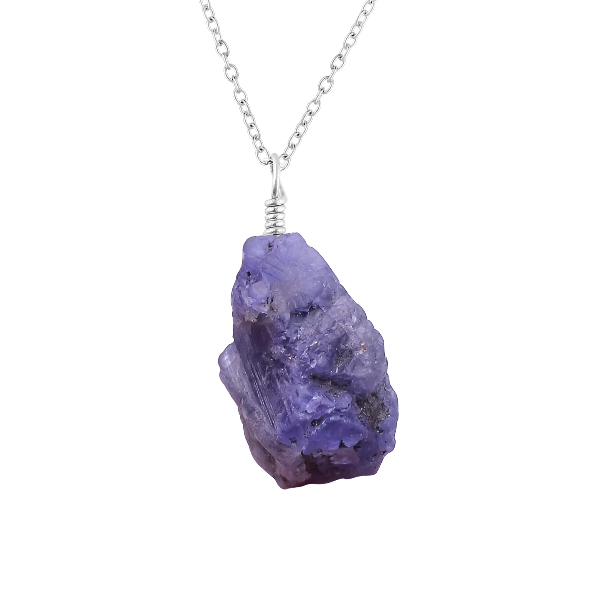 Real Tanzanite Raw Pendant Necklace, Purple Rough Stone, Healing Tanzanite, Chakra Gemstone, Birthstone, Natural Crystal, Women Jewelry, 925 Sterling Silver 18 inch