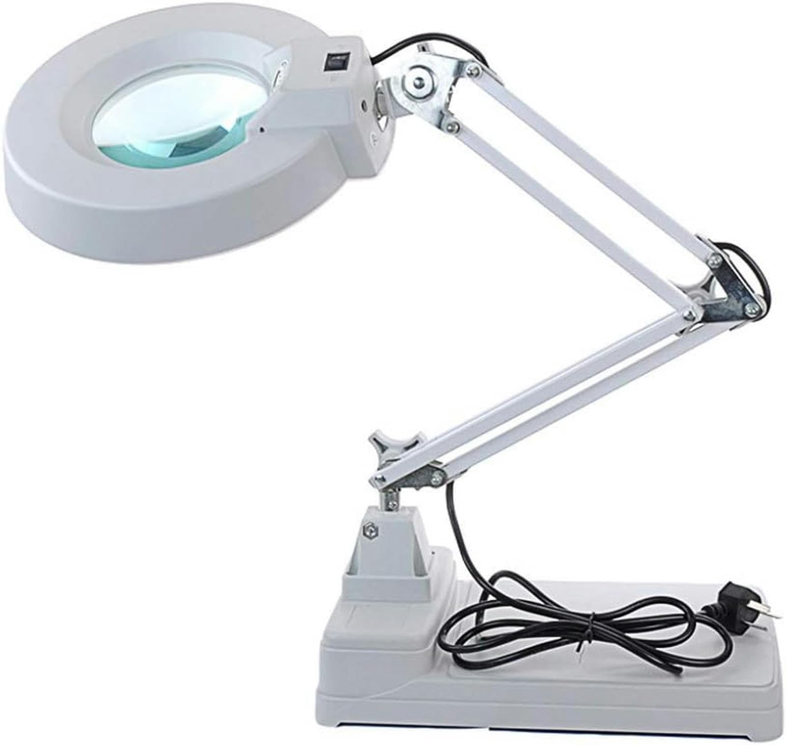 Aioneer Portable Magnifier, 3X/5X/8X/10X Led 127Mm, Hands Free Magnifier With Led Lamp Stand Height Adjustable Table Desk On Illuminated Magnifier For Reading Crafts Hobbies,Work