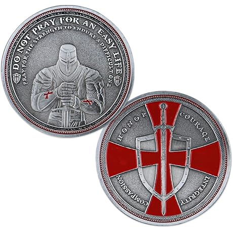 BHealthLife Roman Booteen Coins: Knight Templar Red Cross Challenge Coin