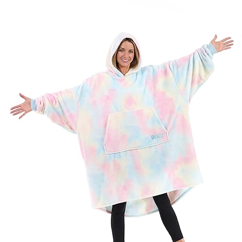 THE COMFY Dream | Oversized Light Microfiber Wearable Blanket, One Size Fits All, Seen on Shark Tank - Dream Cotton Candy Tie Dye