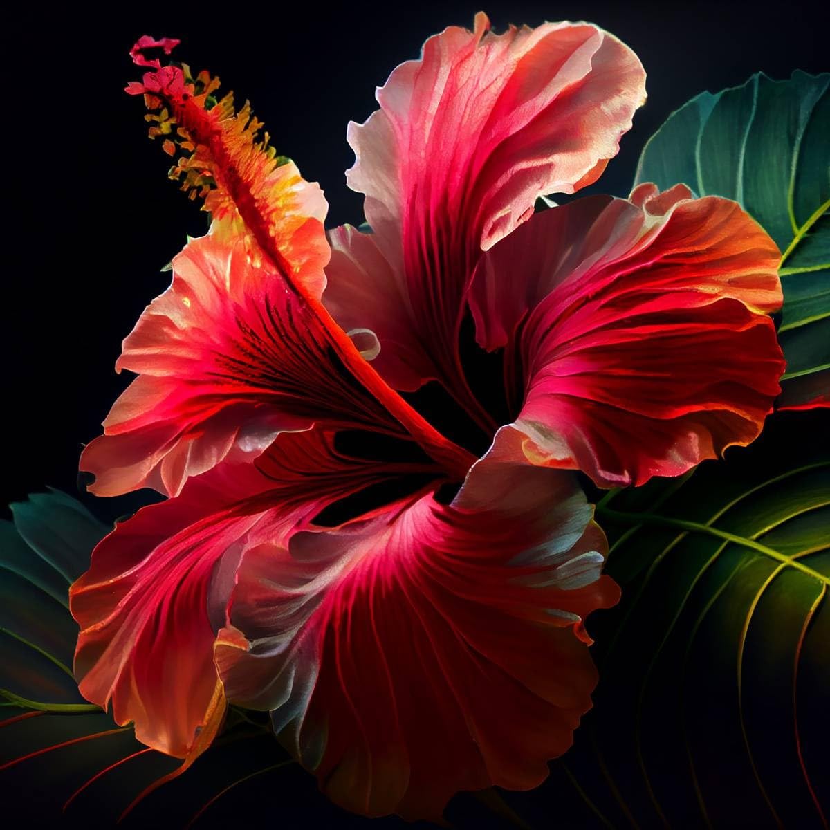Ceanothe Tableau sur verre hibiscus 45x45 cm - Impression Image Haute Définition Pour Décoration Murale avec Finition Brillante Fabriqué en France