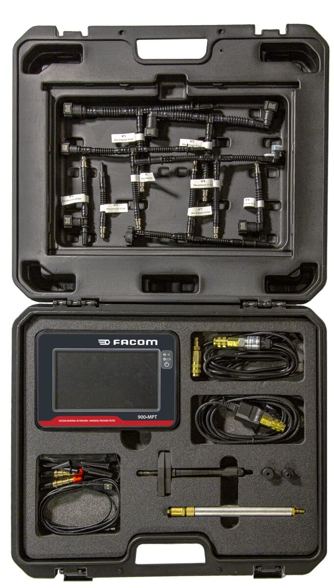 Facom 900.MPT - Tester multipressione digitale, compatibile con tutti i tipi di motori, falso iniettore universale, candela a benzina falsa, sensore di pressione 0-300 bar
