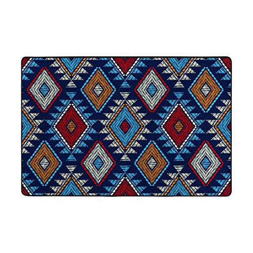 Grand tapis de sol salon lavable avec texture patchwork moderne - 2